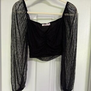 Elegant Black Sheer Sleeve Top